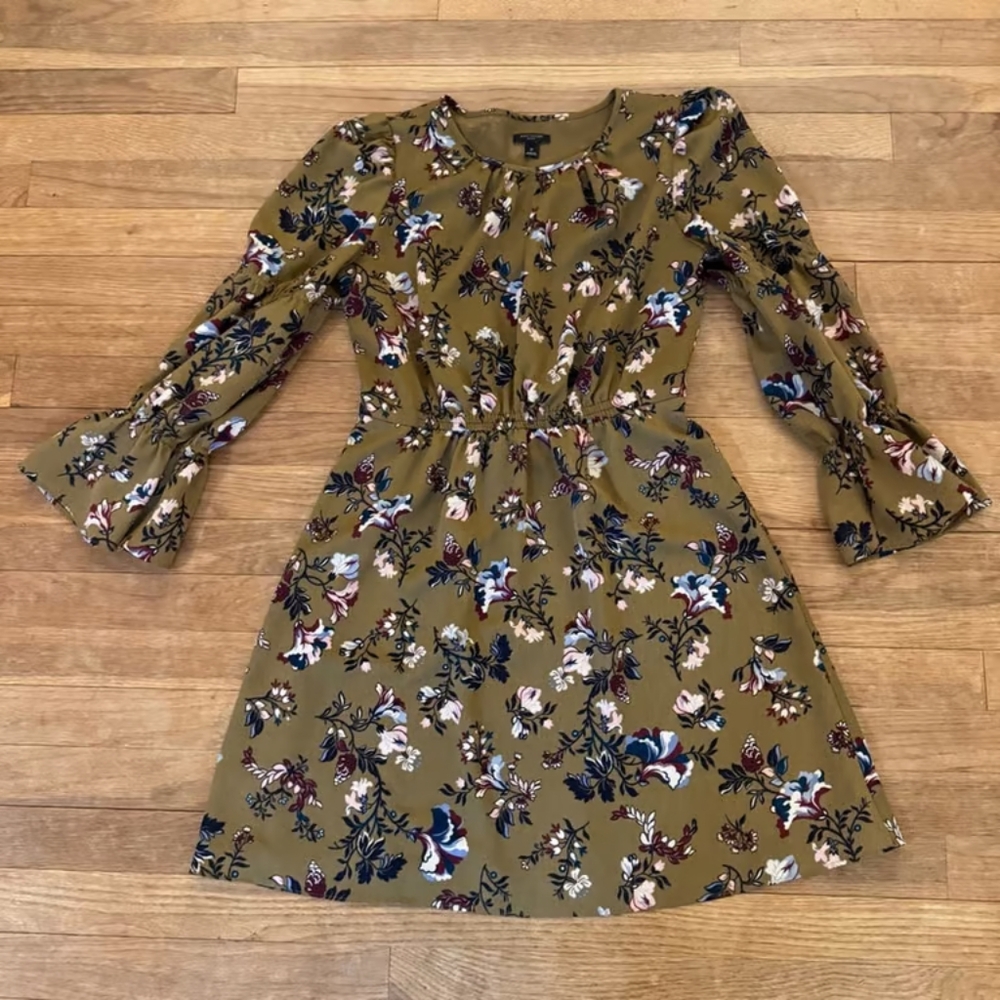 Floral Olive Green Dress